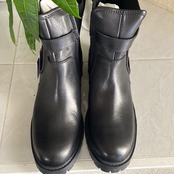 NWT Zara Trafaluc leather black moto quilted boot - Picture 3 of 10